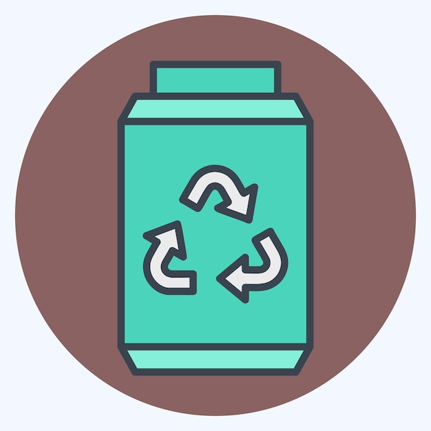 Icono de metal relacionado con el símbolo de reciclaje de color mate estilo ilustración de diseño simple