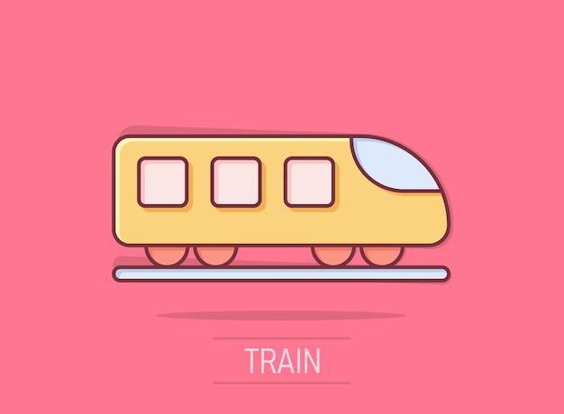 Ícono de metro en estilo cómico Ilustración vectorial de dibujos animados de metro de tren en fondo blanco aislado Concepto de negocio de efecto salpicadura de carga ferroviaria