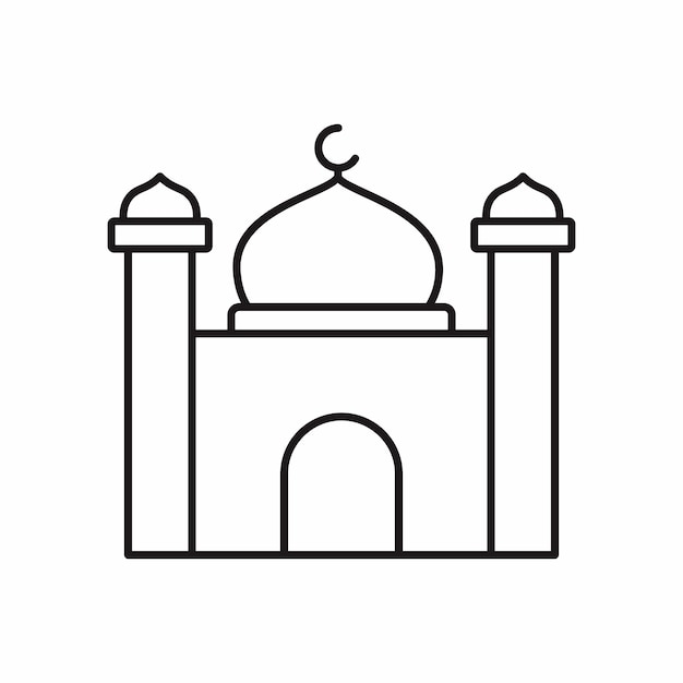 icono de la mezquita con estilo de contorno