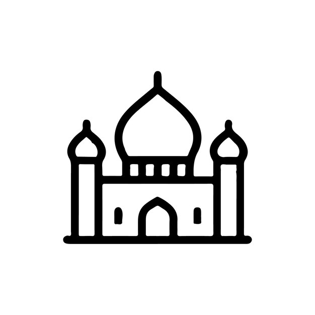 Icono de mezquita de estilo lineal islámico vectorial establecido en el fondo blanco icono de mesquita de línea vectorial