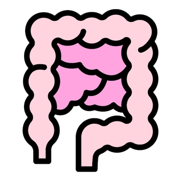 Icono de microbiología intestinal Contorno del vector de microbiología intestinal Icono de color plano aislado