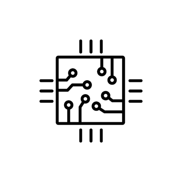 Ícono de microchip aislado en fondo blanco