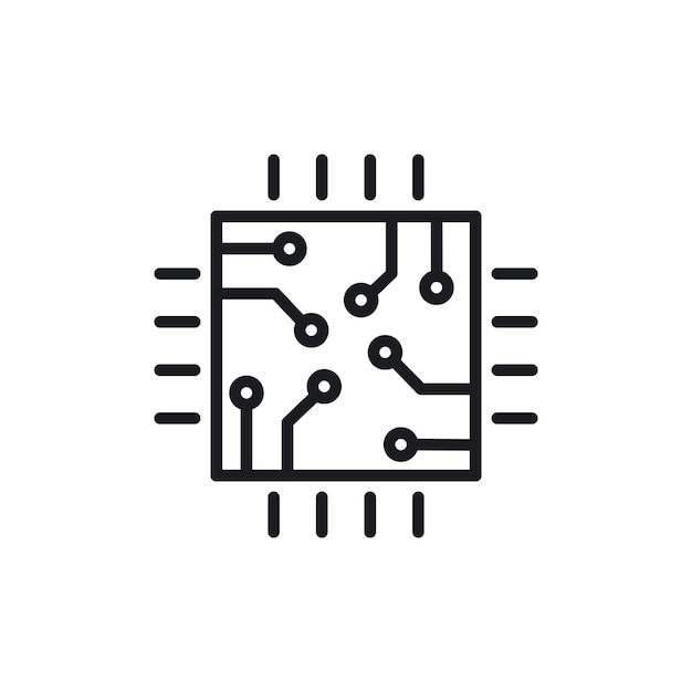 Ícono de microchip aislado en fondo blanco