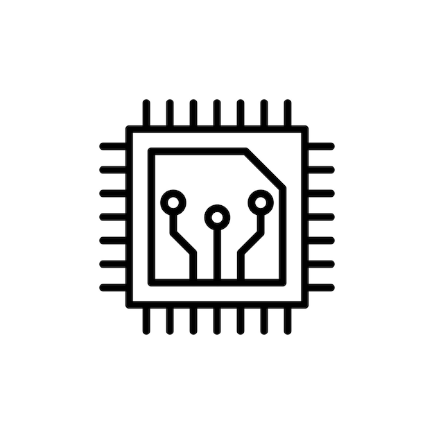 Ícono de microchip aislado en fondo blanco