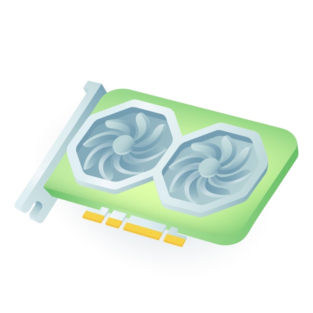 Icono de microchip de computadora de estilo de dibujos animados en 3D sobre fondo blanco. Ilustración de vector plano realista de tarjeta SD, chip o componente de computadora. Tecnología, hardware, dispositivo, ingeniería, concepto de conexión.