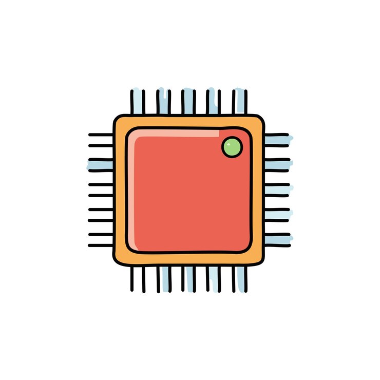 Vector ícono de microchip en fondo blanco ilustración vectorial