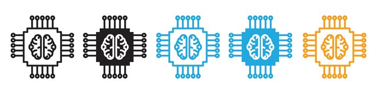 Vector icono de microchip de ia futurista que denota el poder de procesamiento de la próxima generación