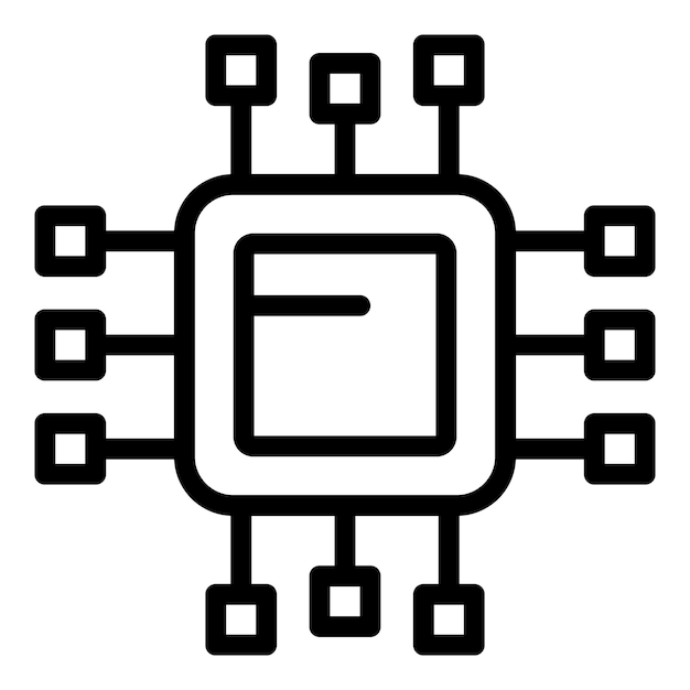 Icono de microchip Icono de vector de microchip de contorno para diseño web aislado sobre fondo blanco
