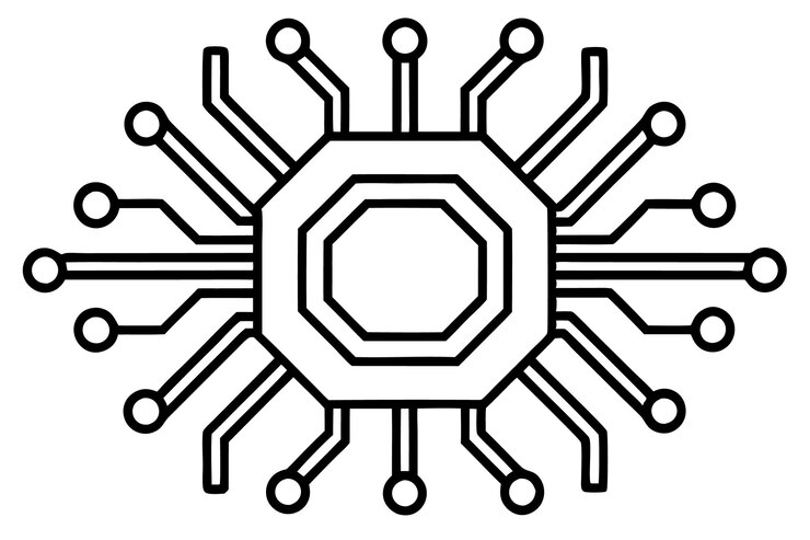 Vector icono de microchip de la placa de circuitos