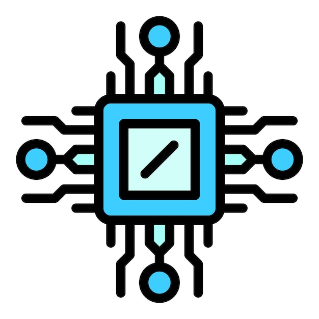 Icono de microchip portátil Contorno Icono de vector de microchip portátil para diseño web aislado en color de fondo blanco plano