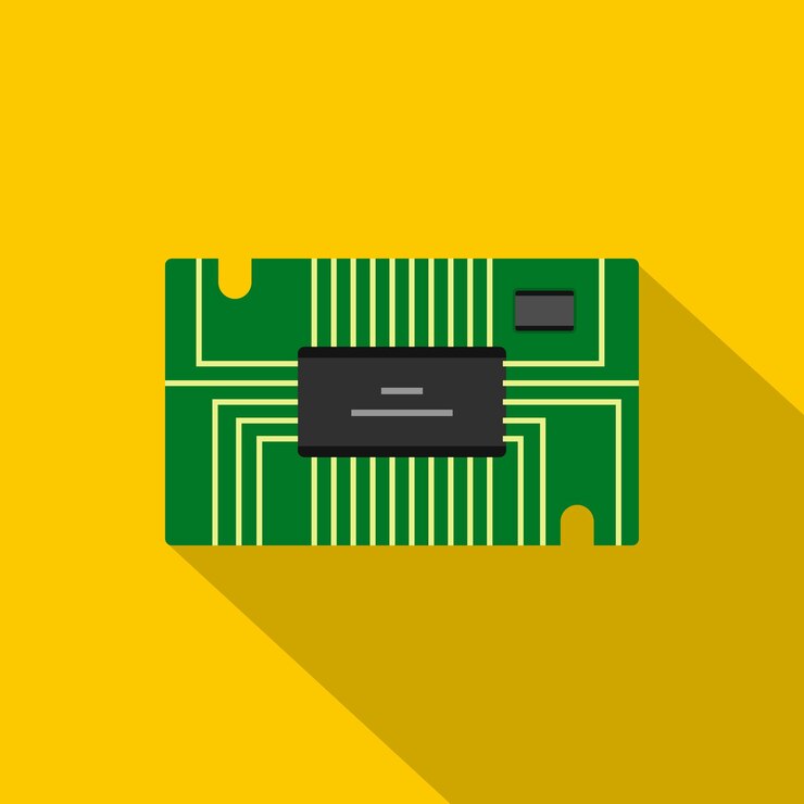 Vector icono de microchip verde. ilustración plana del icono de vector de microchip verde para web