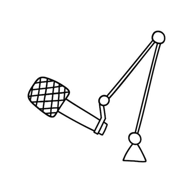 Icono de micrófono equipo de grabación de sonido para podcast karaoke y botón de voz ilustración vectorial aislada en estilo garabato