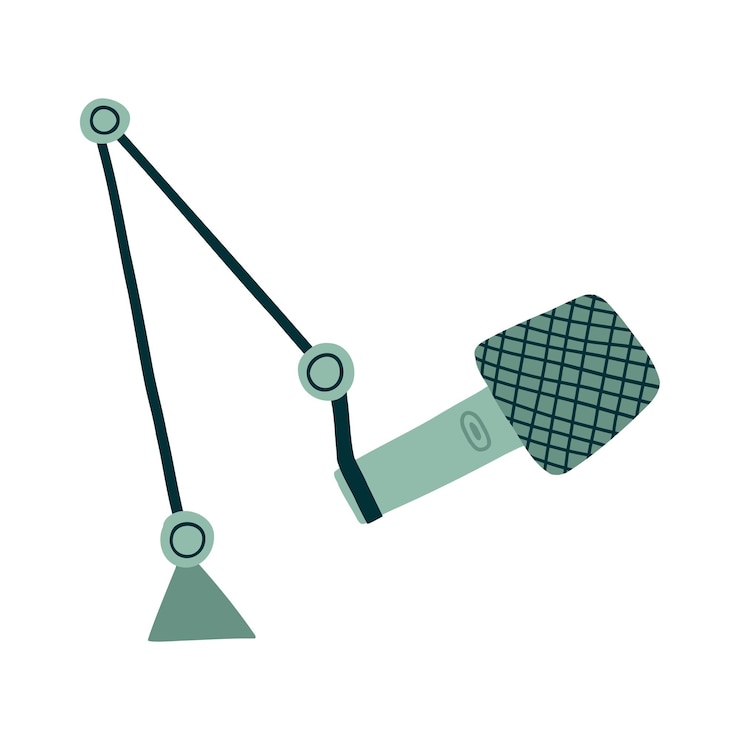 Vector icono de micrófono equipo de grabación de sonido para podcast karaoke y botón de voz ilustración vectorial aislada en estilo plano