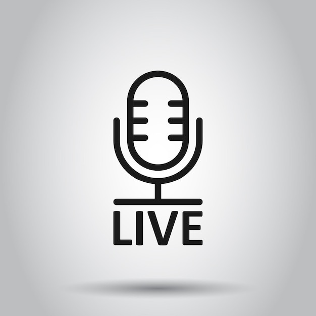 Icono de micrófono en estilo plano Ilustración vectorial de transmisión en vivo en un fondo aislado Concepto de negocio de grabación de sonido