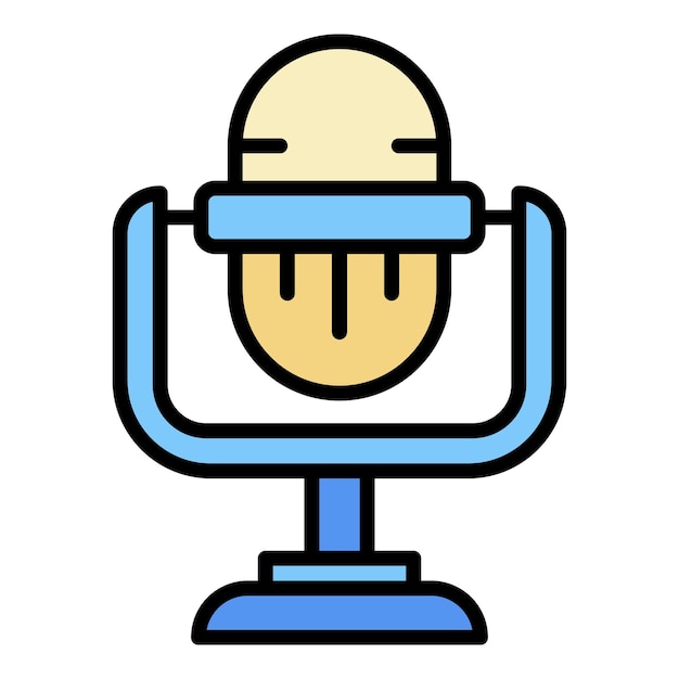 Icono de micrófono de estudio Contorno de micrófono de estudio vector icono color plano aislado en blanco