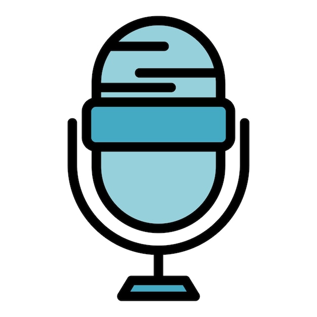 El icono del micrófono del estudio de reportaje es un icono vectorial del micró fono del estudio del reportaje, de color plano y aislado.