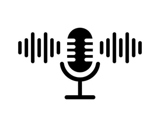 Icono de micrófono Glifo negro sobre fondo blanco