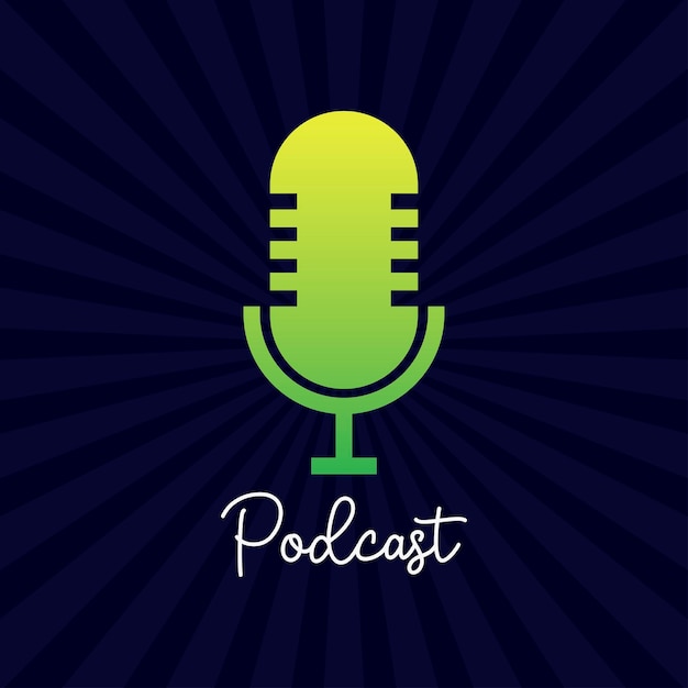 El icono del micrófono del podcast, el clip art, la publicación social, el banner web.