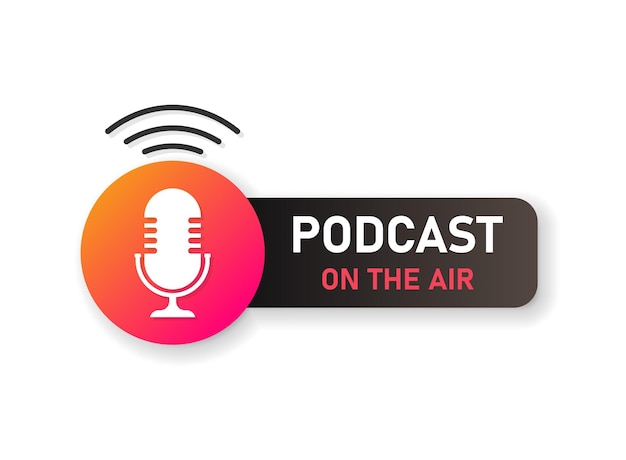 Icono de micrófono de podcast en estilo plano Ilustración de vector de entrevista de audio sobre fondo aislado Concepto de negocio de signo de altavoz de estudio