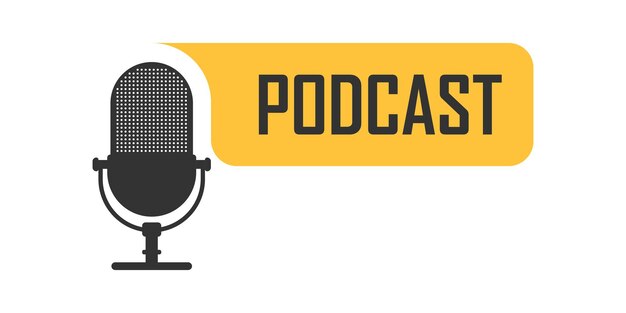 Icono de micrófono de podcast en estilo plano Ilustración de vector de entrevista de audio sobre fondo aislado Concepto de negocio de signo de altavoz de estudio