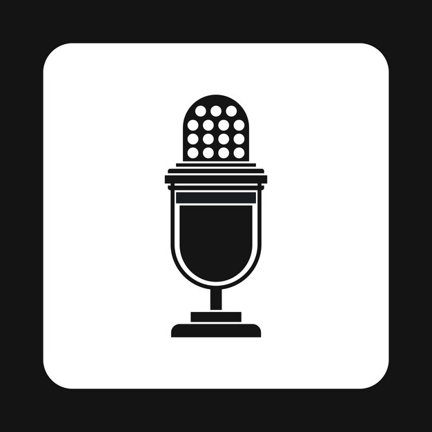 Icono de micrófono retro en estilo simple en una ilustración vectorial de fondo blanco