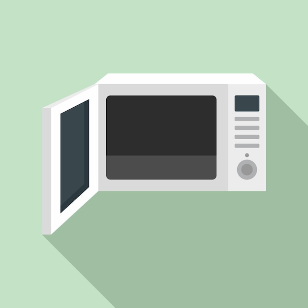 Icono de microondas abiertas Ilustración plana del icono de vector de microondas abierto para el diseño web