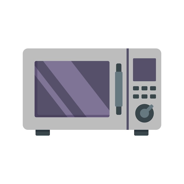 Icono de microondas de acero Ilustración plana del icono vectorial de microondas en acero para el diseño web