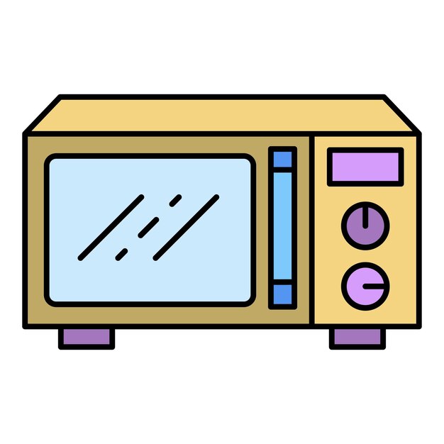 Icono de microondas de metal Contorno de icono de vector de microondas de metal color plano aislado