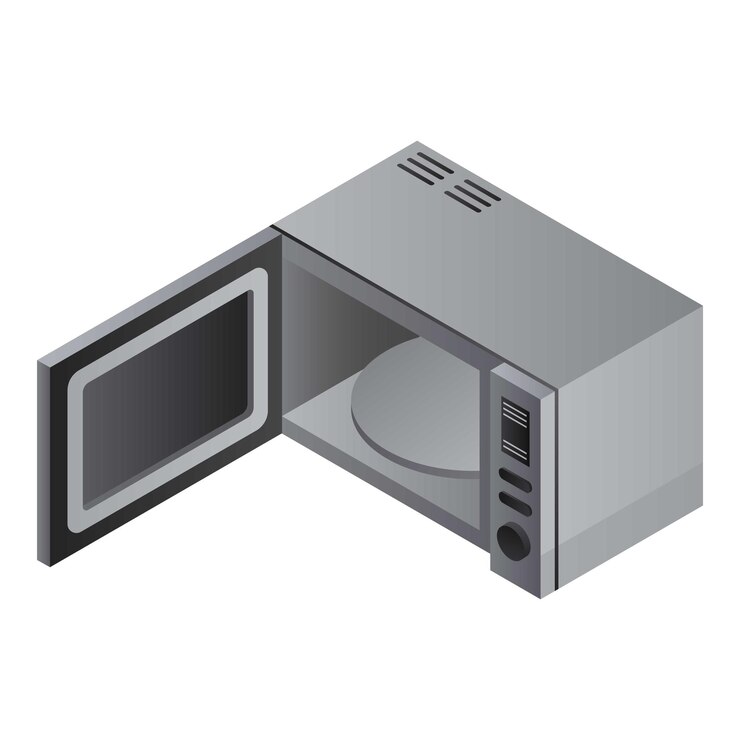 Vector icono de microondas metálicas isométrico de icono vectorial de microondas metalicas para diseño web aislado en fondo blanco