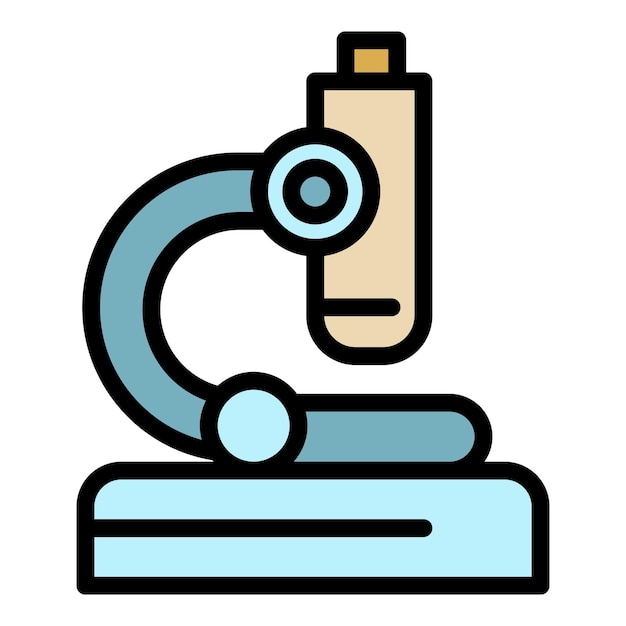 Icono de microscopio Contorno del icono vectorial del microscopio Color plano aislado
