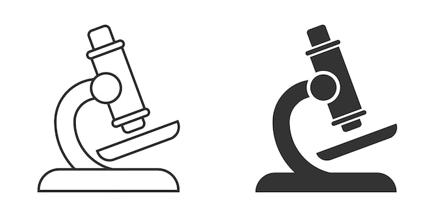 Icono de microscopio en estilo plano Ilustración de vector de lupa de laboratorio sobre fondo aislado Concepto de negocio de signo de instrumento de biología