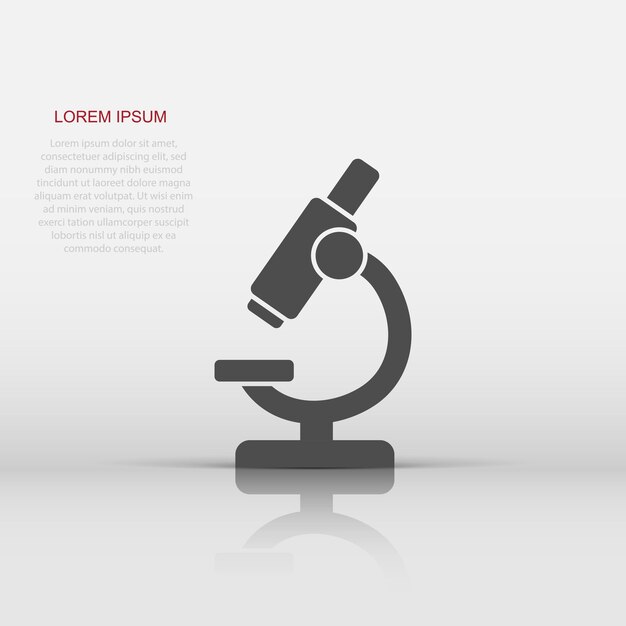 Icono de microscopio en estilo plano Ilustración de vector de lupa de laboratorio sobre fondo aislado Concepto de negocio de signo de instrumento de biología