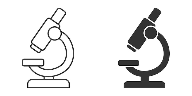 Icono de microscopio en estilo plano Ilustración de vector de lupa de laboratorio sobre fondo aislado Concepto de negocio de signo de instrumento de biología