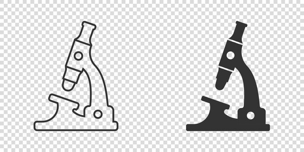 Icono de microscopio en estilo plano Ilustración de vector de lupa de laboratorio sobre fondo aislado Concepto de negocio de signo de instrumento de biología