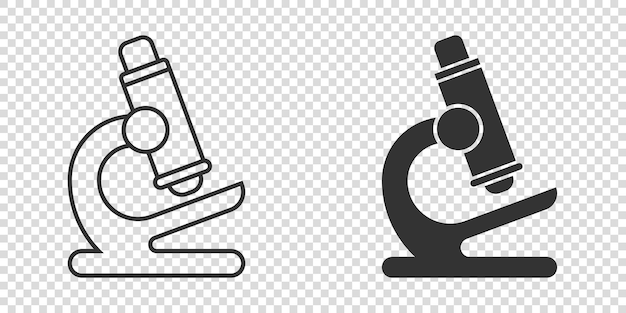 Icono de microscopio en estilo plano Ilustración de vector de lupa de laboratorio sobre fondo aislado Concepto de negocio de signo de instrumento de biología