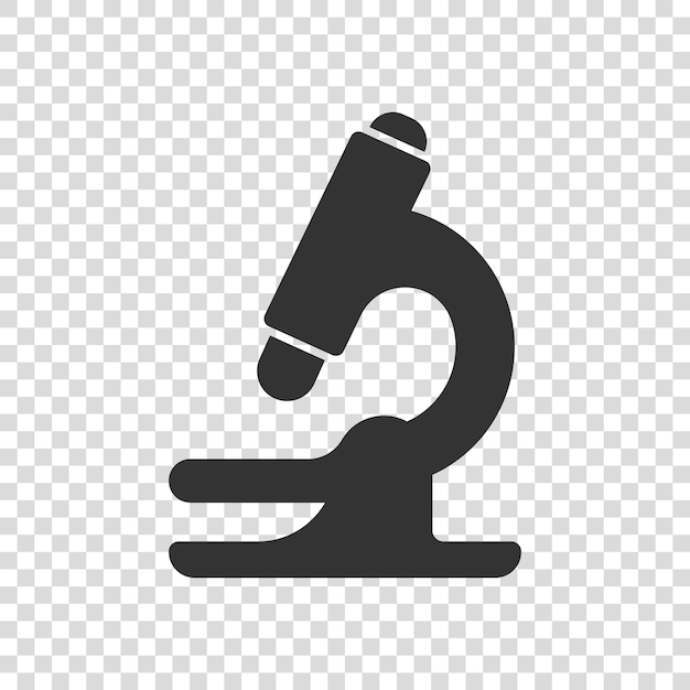 Icono de microscopio en estilo plano Ilustración de vector de lupa de laboratorio sobre fondo aislado Concepto de negocio de signo de instrumento de biología