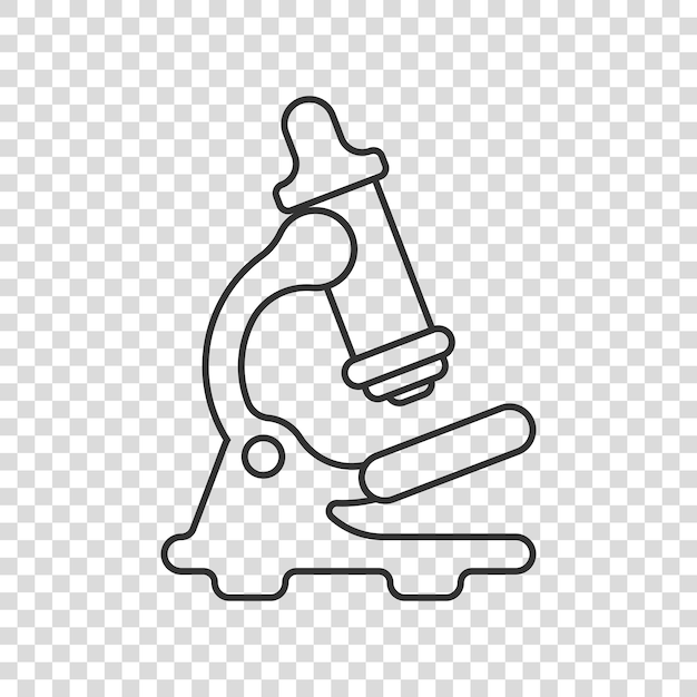 Icono de microscopio en estilo plano Ilustración de vector de lupa de laboratorio sobre fondo aislado Concepto de negocio de signo de instrumento de biología