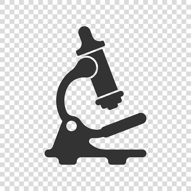 Icono de microscopio en estilo plano Ilustración de vector de lupa de laboratorio sobre fondo aislado Concepto de negocio de signo de instrumento de biología