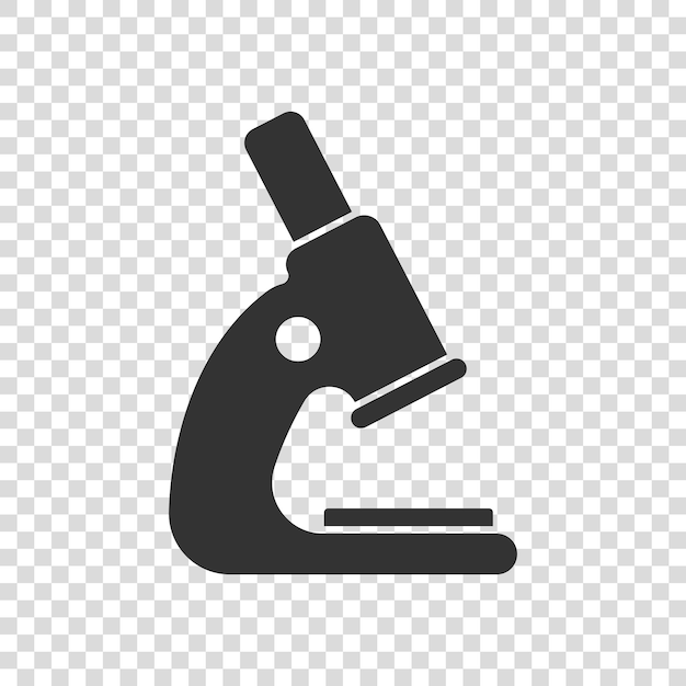 Icono de microscopio en estilo plano Ilustración de vector de lupa de laboratorio sobre fondo aislado Concepto de negocio de signo de instrumento de biología