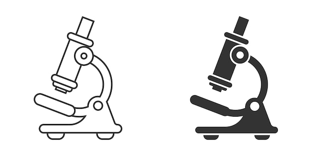 Icono de microscopio en estilo plano ilustración vectorial de lupa de laboratorio en un fondo aislado signo de instrumento de biología concepto de negocio