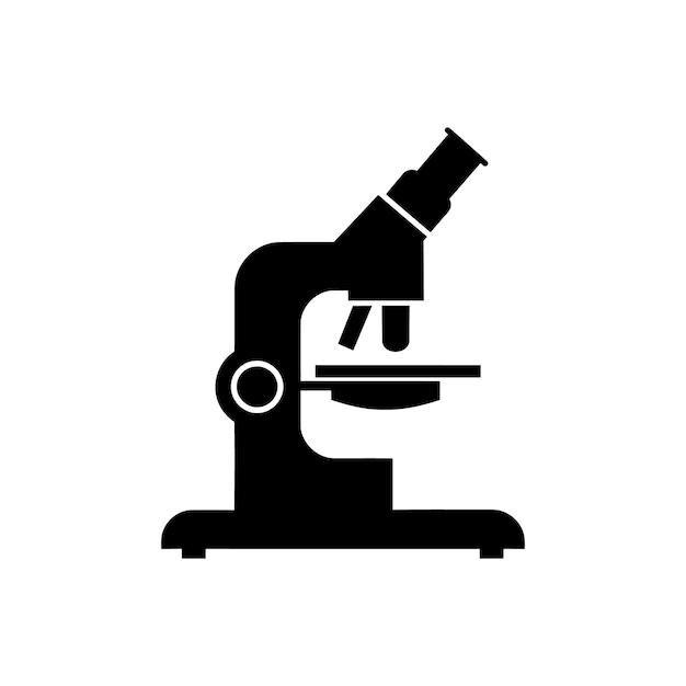 Icono del microscopio sobre fondo blanco