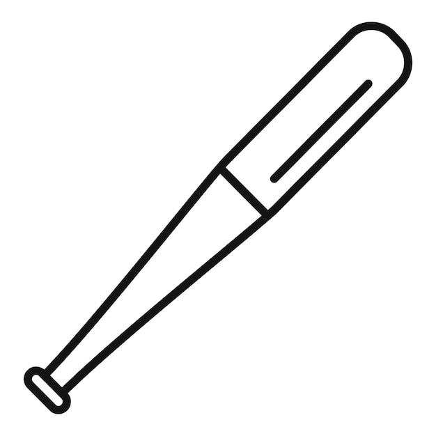 Icono minimalista de un bate de béisbol tendido sobre un fondo blanco