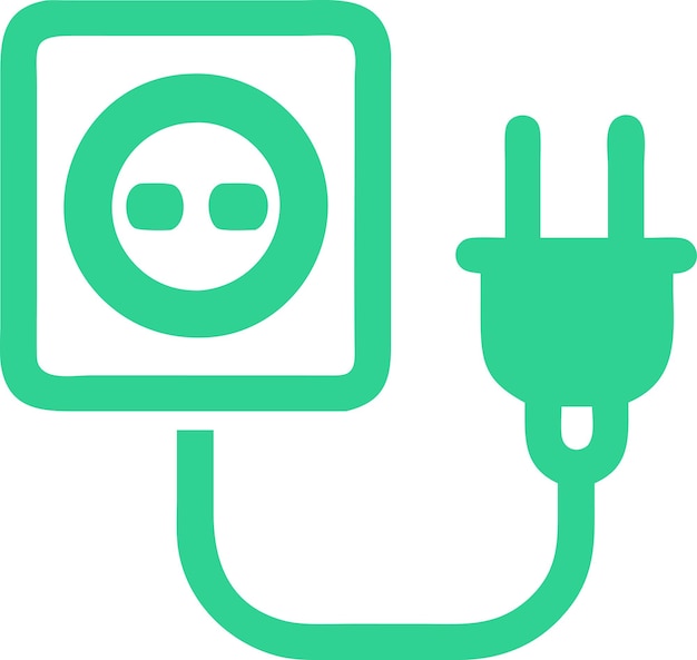 Icono minimalista enchufes eléctricos enchufe de energía verde monocromático