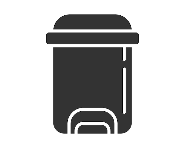 Icono minimalista limpio de una lata de basura oscura Simboliza la organización de gestión de residuos y la limpieza Ideal para proyectos de gráficos web de diseño de aplicaciones o infografías