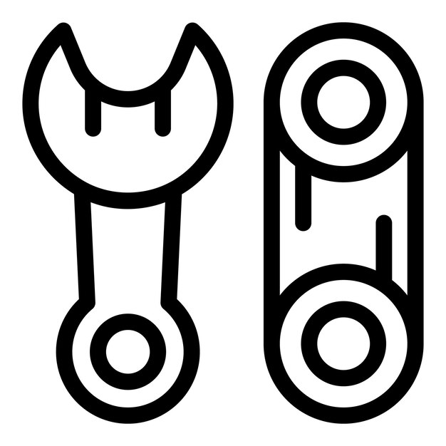 Icono minimalista que muestra la construcción y la reparación del perno de ajuste de la llave
