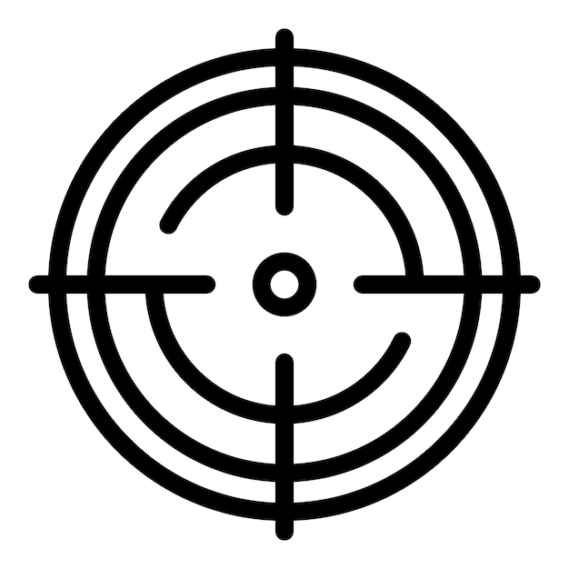 Icono de mira de alcance circular Icono de vector de mira de alcance circular de esquema para diseño web aislado sobre fondo blanco