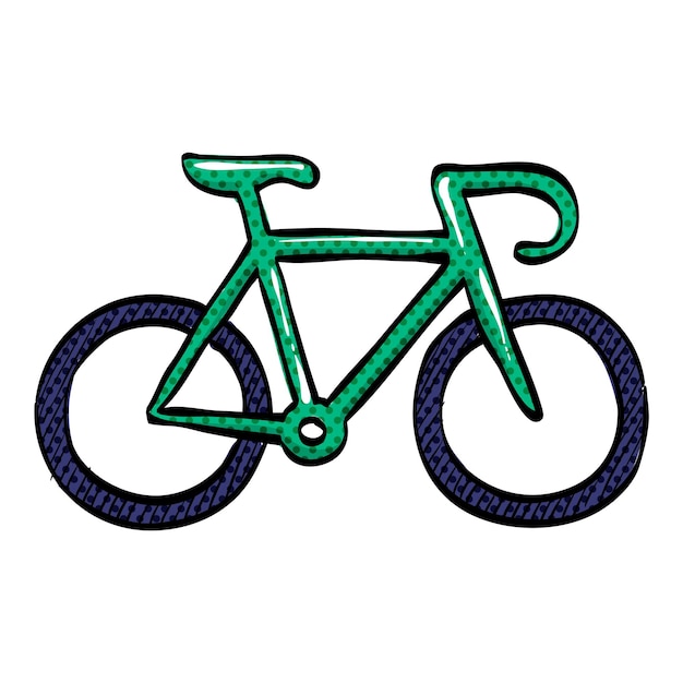 Icono de mitad de tono de bicicleta de carretera ilustración vectorial de color dibujada a mano