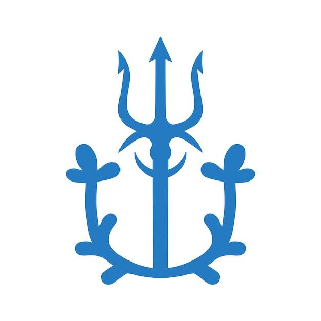 Icono de la mitología del tridente de Poseidón Diseño de color azul