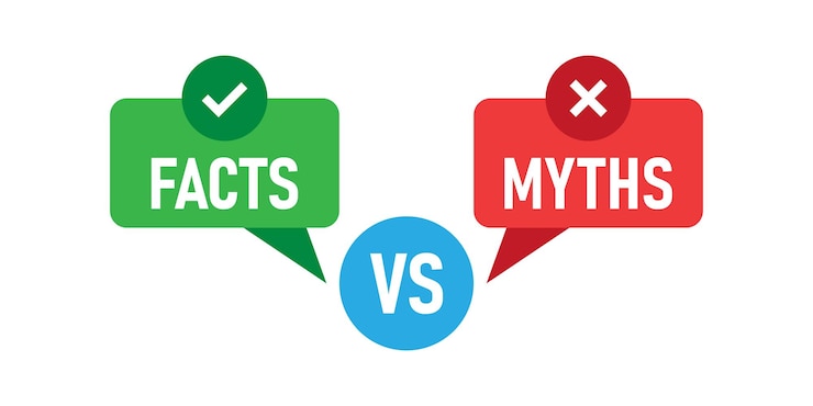 Vector icono de mitos vs hechos en estilo plano ilustración de vector verdadero o falso sobre fondo blanco aislado concepto de negocio de signo de comparación