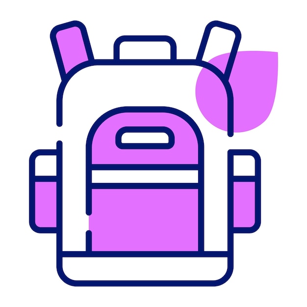 Un icono de la mochila en el estilo de moda de la bolsa de viaje